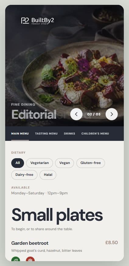 The BuiltBy2 draft shown in the narrow Mobile preview